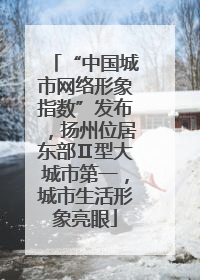 “中国城市网络形象指数”发布，扬州位居东部Ⅱ型大城市第一，城市生活形象亮眼