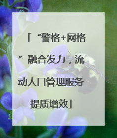 “警格+网格”融合发力，流动人口管理服务提质增效