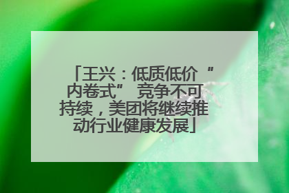 王兴：低质低价“内卷式” 竞争不可持续，美团将继续推动行业健康发展