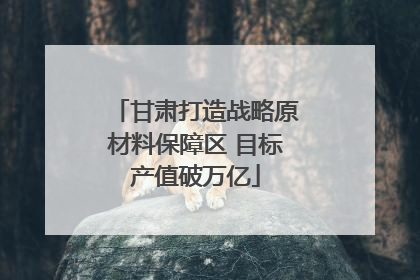 甘肃打造战略原材料保障区 目标产值破万亿
