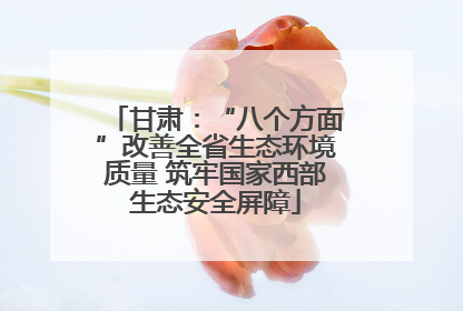 甘肃：“八个方面”改善全省生态环境质量 筑牢国家西部生态安全屏障