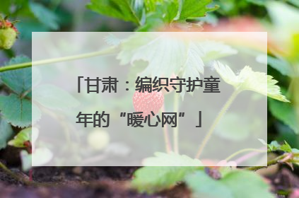 甘肃：编织守护童年的“暖心网”
