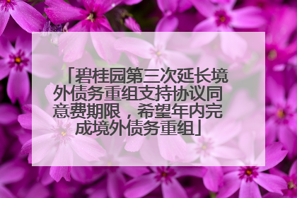 碧桂园第三次延长境外债务重组支持协议同意费期限，希望年内完成境外债务重组