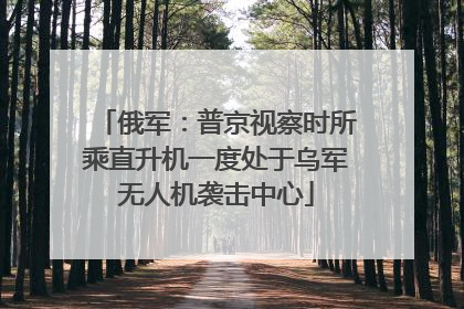 俄军：普京视察时所乘直升机一度处于乌军无人机袭击中心
