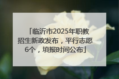 临沂市2025年职教招生新政发布，平行志愿6个，填报时间公布