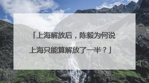 上海解放后，陈毅为何说上海只能算解放了一半？