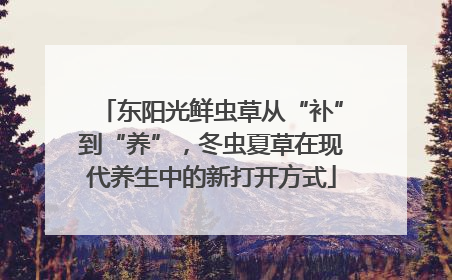 东阳光鲜虫草从“补”到“养”，冬虫夏草在现代养生中的新打开方式