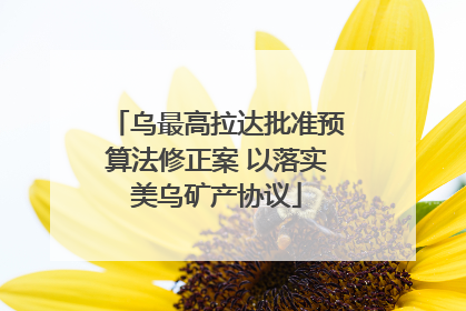 乌最高拉达批准预算法修正案 以落实美乌矿产协议