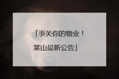 事关你的物业！莱山最新公告