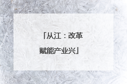 从江：改革赋能产业兴