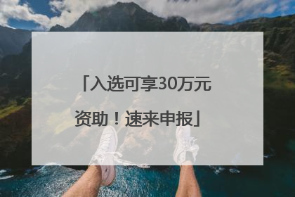 入选可享30万元资助！速来申报