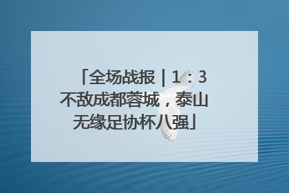全场战报｜1：3不敌成都蓉城，泰山无缘足协杯八强