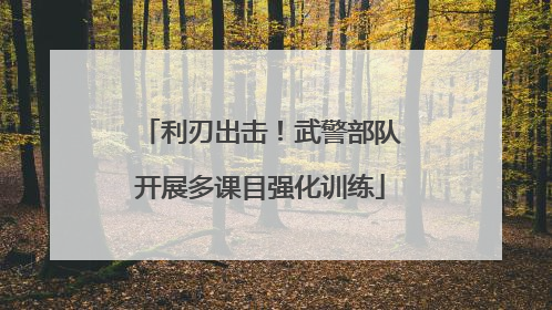 利刃出击！武警部队开展多课目强化训练
