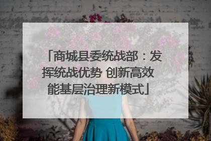商城县委统战部：发挥统战优势 创新高效能基层治理新模式