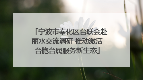 宁波市奉化区台联会赴丽水交流调研 推动激活台胞台属服务新生态