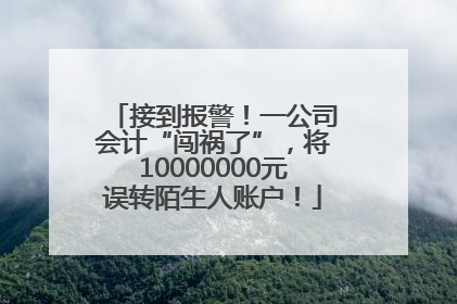 接到报警！一公司会计“闯祸了”，将10000000元误转陌生人账户！