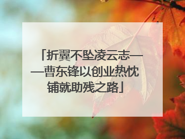折翼不坠凌云志——曹东锋以创业热忱铺就助残之路
