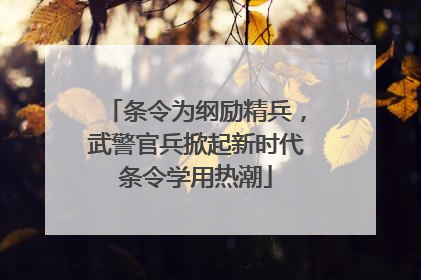 条令为纲励精兵，武警官兵掀起新时代条令学用热潮
