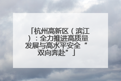 杭州高新区（滨江）：全力推进高质量发展与高水平安全“双向奔赴”
