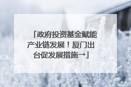 政府投资基金赋能产业链发展！厦门出台促发展措施→