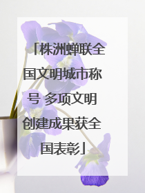 株洲蝉联全国文明城市称号 多项文明创建成果获全国表彰