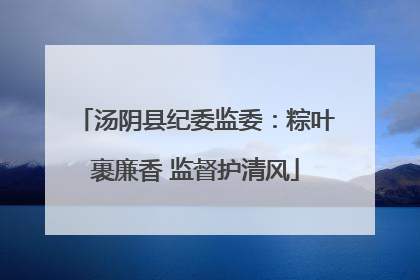 汤阴县纪委监委：粽叶裹廉香 监督护清风
