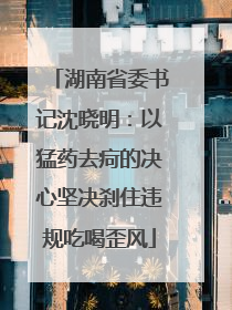 湖南省委书记沈晓明：以猛药去疴的决心坚决刹住违规吃喝歪风
