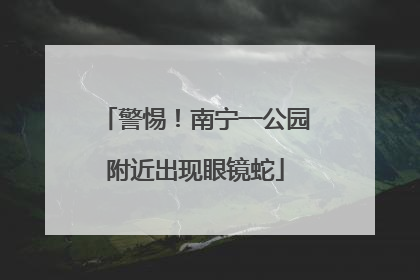 警惕！南宁一公园附近出现眼镜蛇