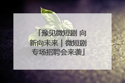 豫见微短剧 向新向未来｜微短剧专场招聘会来袭