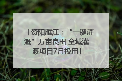资阳雁江：“一键灌溉”万亩良田 全域灌溉项目7月投用