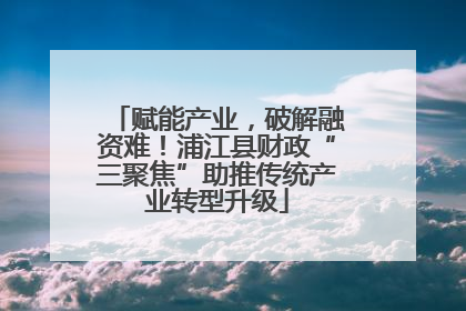 赋能产业，破解融资难！浦江县财政“三聚焦”助推传统产业转型升级
