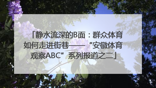 静水流深的B面：群众体育如何走进街巷——“安徽体育观察ABC”系列报道之二