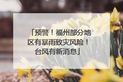 预警！福州部分地区有暴雨致灾风险！台风有新消息