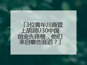 3位青年川商登上胡润U30中国创业先锋榜，他们来自哪些赛道？