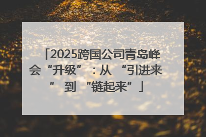 2025跨国公司青岛峰会“升级”：从 “引进来” 到 “链起来”